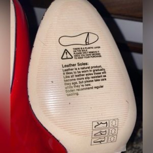 Boden Red Round Toe Slip-On Glossy Real Patent Leather Mini Pump Heels, sz 37 - Picture 13 of 13